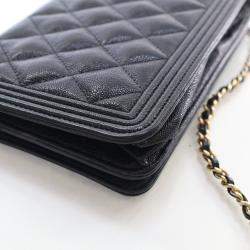 Pre Owned محفظة شنطة على سلسلة شانيل بوي كافيار
