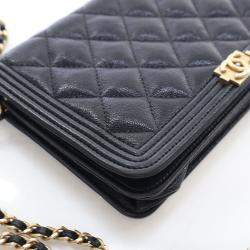 Pre Owned محفظة شنطة على سلسلة شانيل بوي كافيار