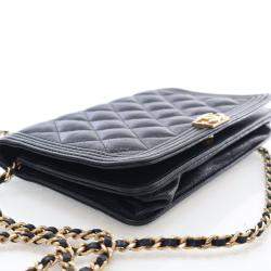 Pre Owned محفظة شنطة على سلسلة شانيل بوي كافيار