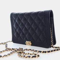 Pre Owned محفظة شنطة على سلسلة شانيل بوي كافيار