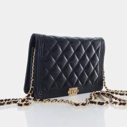 Pre Owned محفظة شنطة على سلسلة شانيل بوي كافيار
