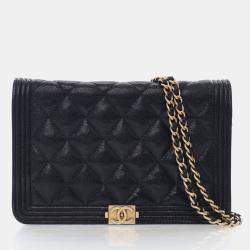 Pre Owned محفظة شنطة على سلسلة شانيل بوي كافيار