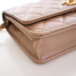 مملوكة مسبقًا محفظة بسلسلة شانيل جلد كافيار مبطن