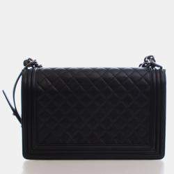 Pre Owned Chanel Large Lambskin Boy Bag