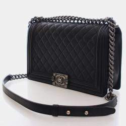 Pre Owned Chanel Large Lambskin Boy Bag