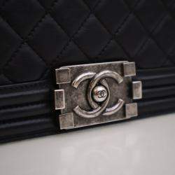 Pre Owned Chanel Large Lambskin Boy Bag