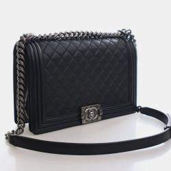 Pre Owned Chanel Large Lambskin Boy Bag