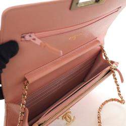 Pre Owned محفظة بسلسلة شانيل كافيار جولدن كلاس