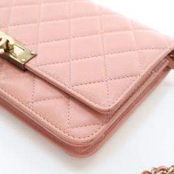 Pre Owned محفظة بسلسلة شانيل كافيار جولدن كلاس