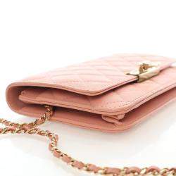 Pre Owned محفظة بسلسلة شانيل كافيار جولدن كلاس