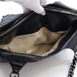 Pre Owned حقيبة يد شانيال توت جلد عجل أسود بغرز برية
