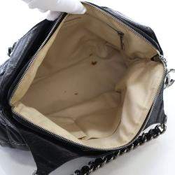 Pre Owned حقيبة يد شانيال توت جلد عجل أسود بغرز برية