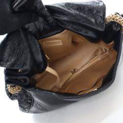 Pre Owned حقيبة رفرف أكورديون شانيل فينيل سوداء متوسطة روديو درايف