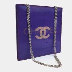 Pre Owned Chanel Purple Hologram Vinyl Square Chain Tote