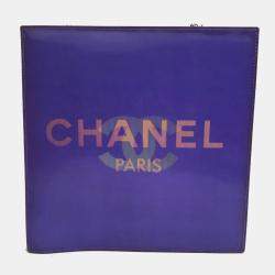 Pre Owned Chanel Purple Hologram Vinyl Square Chain Tote