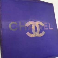 Pre Owned Chanel Purple Hologram Vinyl Square Chain Tote