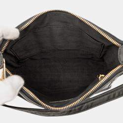 Pre Owned حقيبة كتف شانيل شريط شوكولاتة جلد حمل أسود CC