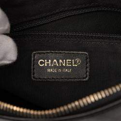 Pre Owned حقيبة كتف شانيل شريط شوكولاتة جلد حمل أسود CC