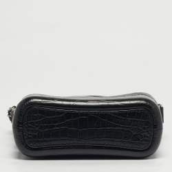 مملوكة مسبقًا Chanel Gabrielle Small Black Croc Embossed Leather Bucket Bag