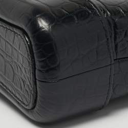 مملوكة مسبقًا Chanel Gabrielle Small Black Croc Embossed Leather Bucket Bag