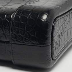 مملوكة مسبقًا Chanel Gabrielle Small Black Croc Embossed Leather Bucket Bag