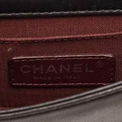 مملوكة مسبقًا حقيبة كتف شانيل بوي بريك جلد أسود CC فليكسيجلاس رفرف كروس بودي