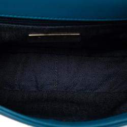 مملوكة مسبقًا حقيبة شانيل بغطاء جنون شعار CC جلد الحمل الأزرق