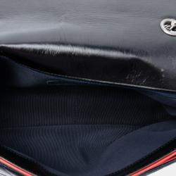 Pre Owned حقيبة شانيل كتف كبيرة جلد عجل مغلف مبطن ثلاثي الألوان أسود/أحمر مع صفيحة CC