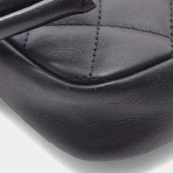 Pre Owned حقيبة كتف شانيل كامبون لاين جلدية سوداء بيضاء