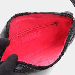 Pre Owned حقيبة كتف شانيل كامبون لاين جلدية سوداء بيضاء