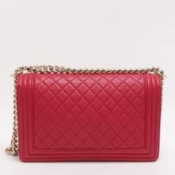 Pre Owned Chanel Mew Medium Boy Pink Quilted Leather Flap bag