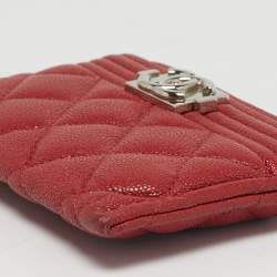 Pre Owned حافظة بطاقات شانيل بوي جلد أزرق