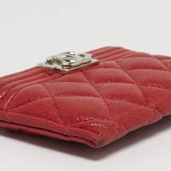 Pre Owned حافظة بطاقات شانيل بوي جلد أزرق