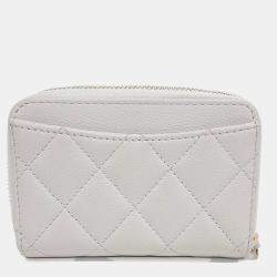 Pre Owned Chanel Grey Leather Caviar Card Holder