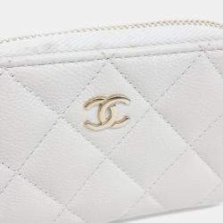 Pre Owned Chanel Grey Leather Caviar Card Holder