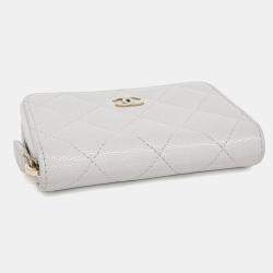 Pre Owned Chanel Grey Leather Caviar Card Holder