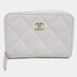 Pre Owned Chanel Grey Leather Caviar Card Holder