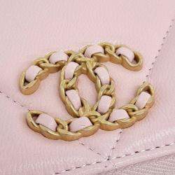 Pre Owned Chanel Pink Leather 19 card wallet