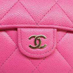 مملوكة مسبقًا Chanel Pink Caviar Leather Card Holder