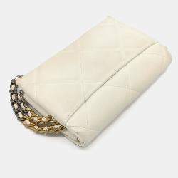 Pre Owned Chanel Cream Leather 19 Pouch