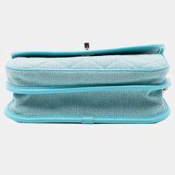 Pre Owned Chanel Blue Small CC Quilted Denim Messenger Flap