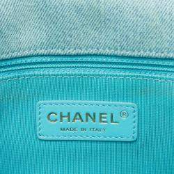 Pre Owned Chanel Blue Small CC Quilted Denim Messenger Flap