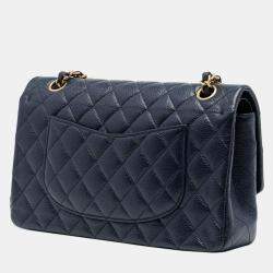 Pre Owned Chanel Blue Medium Classic Caviar Double Flap