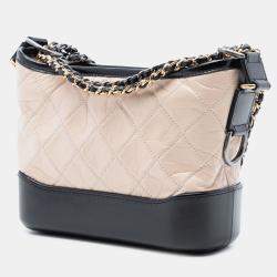 Pre Owned حقيبة شانيل غابرييل متقاطعة جلد عجل مُعتّق بلونين أسود وبني صغيرة