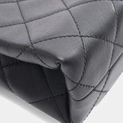 Pre Owned Chanel Matelasse Logo Shoulder Bag Lambskin Leather Black