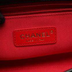 Pre Owned Chanel Matelasse Logo Shoulder Bag Lambskin Leather Black