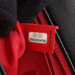 Pre Owned Chanel Matelasse Logo Shoulder Bag Lambskin Leather Black