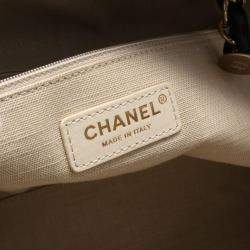 Pre Owned Chanel Deauville Shoulder Bag Canvas Leather Navy