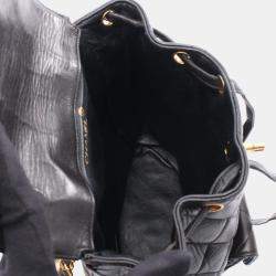 Pre Owned Chanel Matelasse Backpack Bag In Lambskin Leather Black
