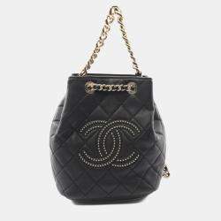 مملوكة مسبقًا Chanel Matelasse Studded Coco Mark Backpack Leather Black